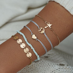 MissCyCy Bohemian Map Heart Wave Charm Bracelets For Women Handmade Chain Beads Strand Bracelets Sets Jewelry Gifts 2018 New