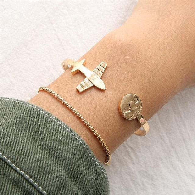 21 Style Women Fashion Moon Leaf Shell Cross Crystal Geometry Bracelet Set Boho Vintage Beach Jewelry Accessories Lover Gifts