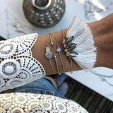 21 Style Women Fashion Moon Leaf Shell Cross Crystal Geometry Bracelet Set Boho Vintage Beach Jewelry Accessories Lover Gifts