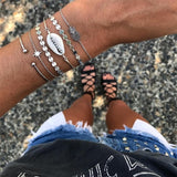21 Style Women Fashion Moon Leaf Shell Cross Crystal Geometry Bracelet Set Boho Vintage Beach Jewelry Accessories Lover Gifts