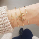 21 Style Women Fashion Moon Leaf Shell Cross Crystal Geometry Bracelet Set Boho Vintage Beach Jewelry Accessories Lover Gifts