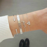 21 Style Women Fashion Moon Leaf Shell Cross Crystal Geometry Bracelet Set Boho Vintage Beach Jewelry Accessories Lover Gifts