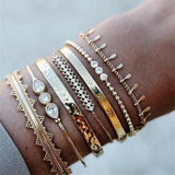21 Style Women Fashion Moon Leaf Shell Cross Crystal Geometry Bracelet Set Boho Vintage Beach Jewelry Accessories Lover Gifts