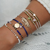 MissCyCy Bohemian Map Heart Wave Charm Bracelets For Women Handmade Chain Beads Strand Bracelets Sets Jewelry Gifts 2018 New