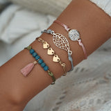 MissCyCy Bohemian Map Heart Wave Charm Bracelets For Women Handmade Chain Beads Strand Bracelets Sets Jewelry Gifts 2018 New