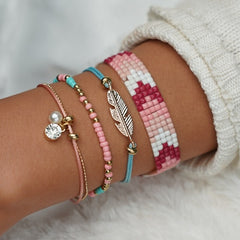 MissCyCy Bohemian Map Heart Wave Charm Bracelets For Women Handmade Chain Beads Strand Bracelets Sets Jewelry Gifts 2018 New