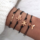 docona Bohemian Colorful Knitting String Rope Bracelet Set for Women Adjustable Compass Mountain Wave Map  Peak Bracelet Bangle
