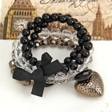 MINHIN New Design 3 Layers Beaded Charms Bracelet Silver Elephant Pendant Chain Bracelet Wedding Jewelry Retro Female Bracelet